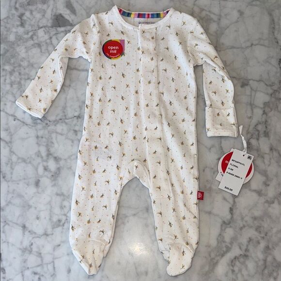 NWT MAGNETIC ME FORAL POINTELLE ORGANIC COTTON FOOTIE - Picture 1 of 6